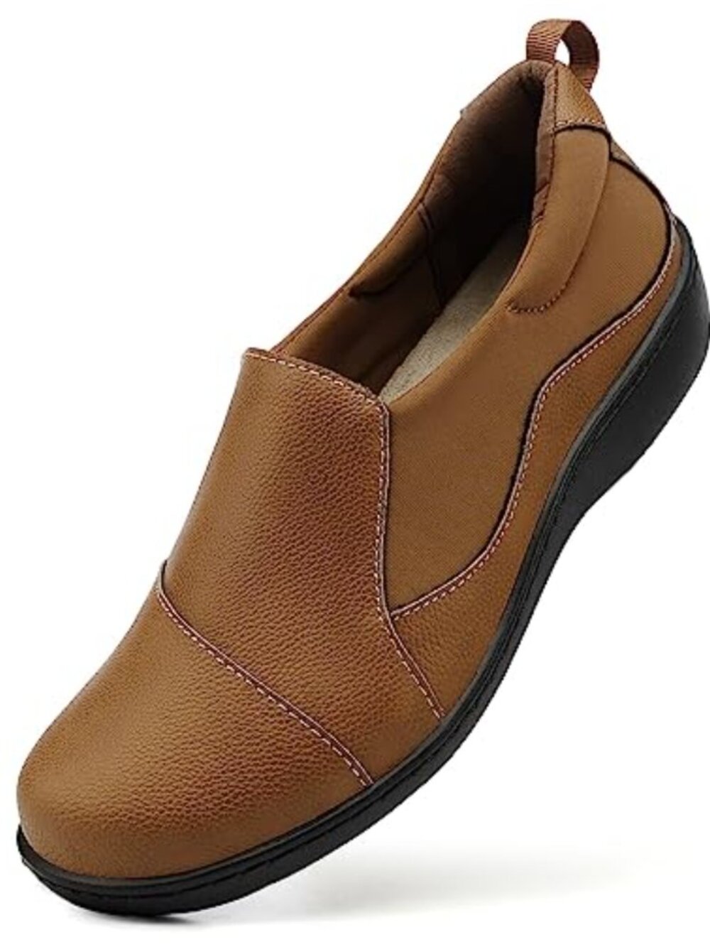 Leather Loafers Slip On Memory Foam Comfort Walking Flats Work Shoes